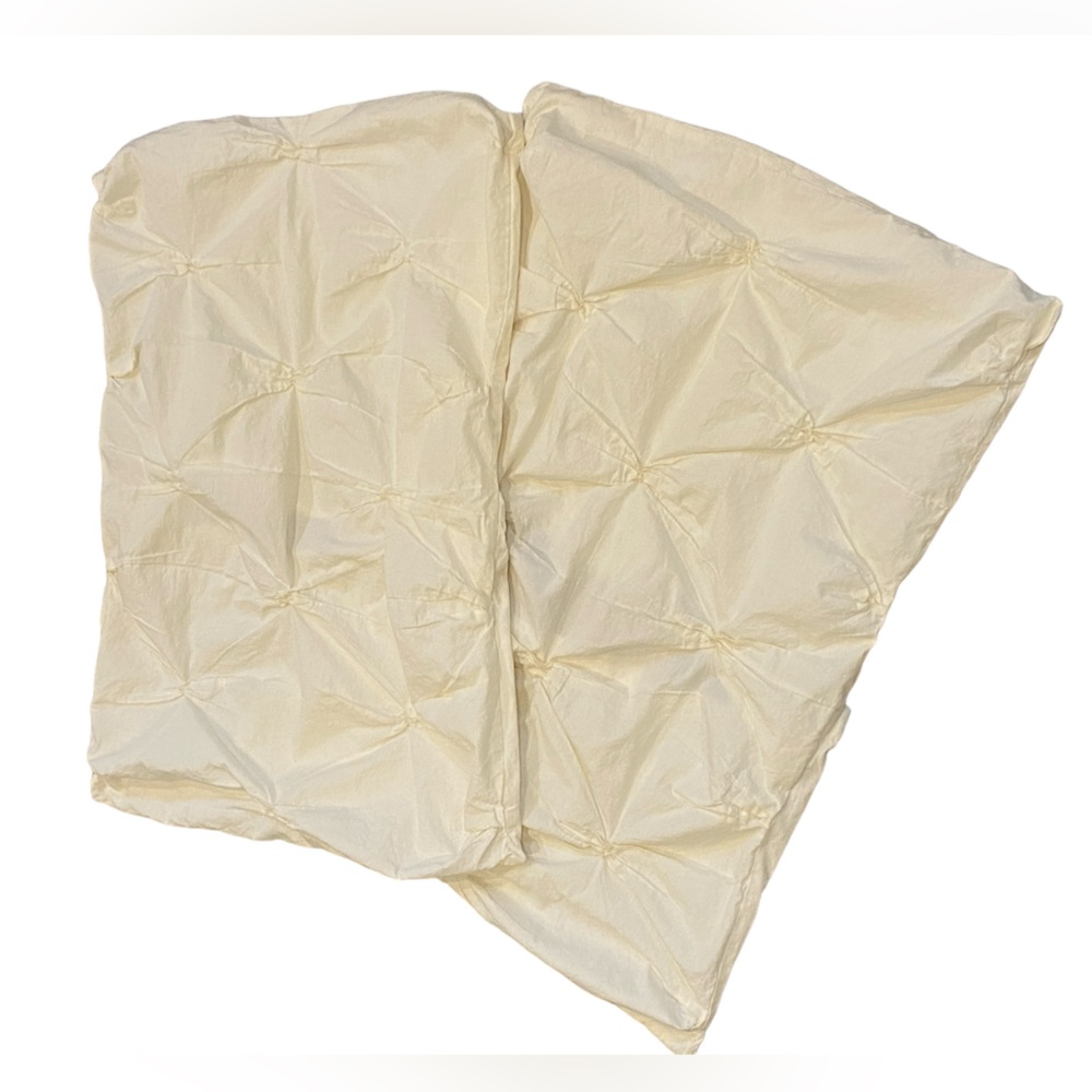 2 West Elm Green 100%Organic Cotton StandardPillow Shams Ivory PintuckPinchPleat